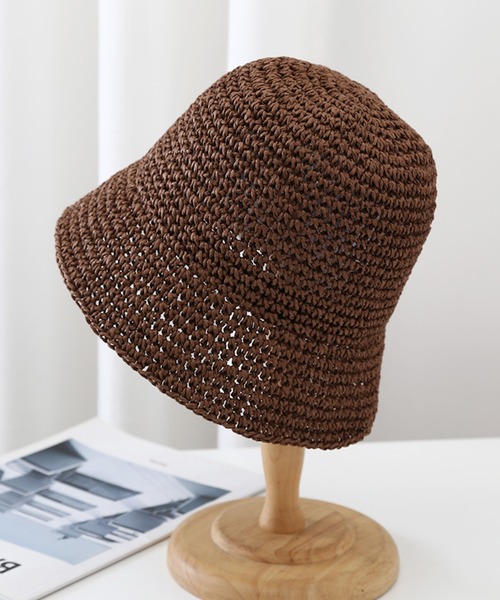 EPICKS（エピックス）の「メッシュ 雑材バケットハット（ハット・レディース・ブラウン/アイボリー/ブラック/ベージュ・F）」の12枚目の写真