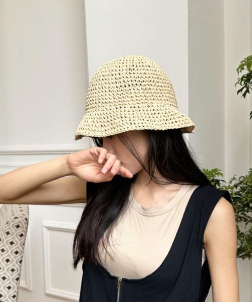 EPICKS（エピックス）の「メッシュ 雑材バケットハット（ハット・レディース・ブラウン/アイボリー/ブラック/ベージュ・F）」の13枚目の写真