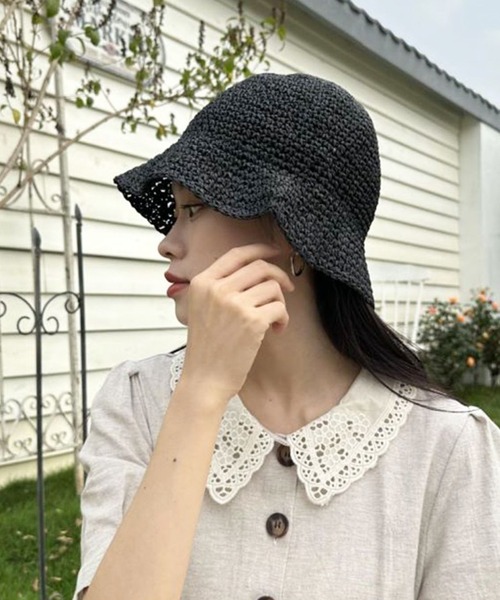 EPICKS（エピックス）の「メッシュ 雑材バケットハット（ハット・レディース・ブラウン/アイボリー/ブラック/ベージュ・F）」の14枚目の写真