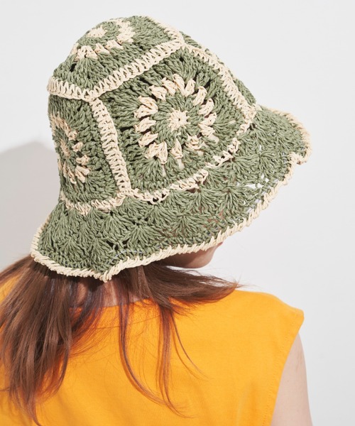 MERLOT(メルロー)の「クロシェハット(ハット・レディース・ベージュ/グリーン・FREE)」の7枚目の写真