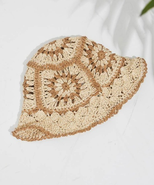 MERLOT(メルロー)の「クロシェハット(ハット・レディース・ベージュ/グリーン・FREE)」の6枚目の写真