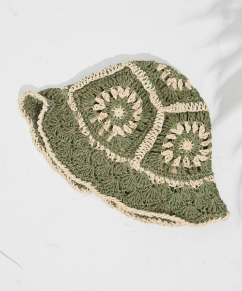 MERLOT(メルロー)の「クロシェハット(ハット・レディース・ベージュ/グリーン・FREE)」の11枚目の写真