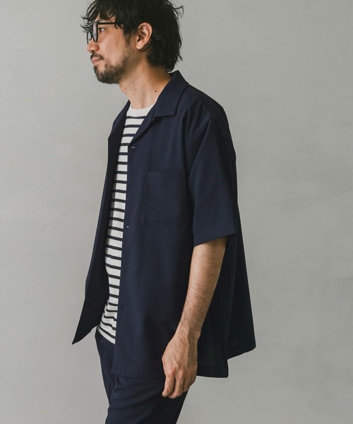 URBAN RESEARCH DOORS（アーバンリサーチドアーズ）の「ドライパナマオープンカラーシャツ（シャツ/ブラウス・メンズ・グリーン/グレー/ネイビー・MEDIUM/LARGE）」の3枚目の写真