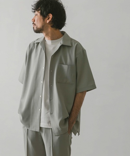 URBAN RESEARCH DOORS（アーバンリサーチドアーズ）の「ドライパナマオープンカラーシャツ（シャツ/ブラウス・メンズ・グリーン/グレー/ネイビー・MEDIUM/LARGE）」の6枚目の写真