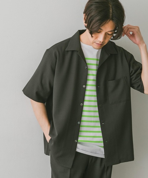 URBAN RESEARCH DOORS（アーバンリサーチドアーズ）の「ドライパナマオープンカラーシャツ（シャツ/ブラウス・メンズ・グリーン/グレー/ネイビー・MEDIUM/LARGE）」の7枚目の写真