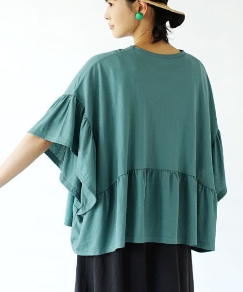 e-zakkamania stores（イーザッカマニアストアーズ）の「フリル スクエアポンチョ プルオーバー（Tシャツ/カットソー・レディース・ブルーグリーン/ホワイト/ブラック・M）」の11枚目の写真