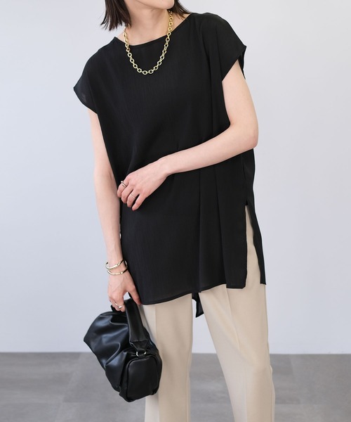 ＡＮＤＪ（アンドジェイ）の「2WAY楊柳シフォントップス＆リブキャミソール2枚セット（Tシャツ/カットソー・レディース・グリーン系その他/ブラック/ベージュ系その他/パープル・M）」の20枚目の写真