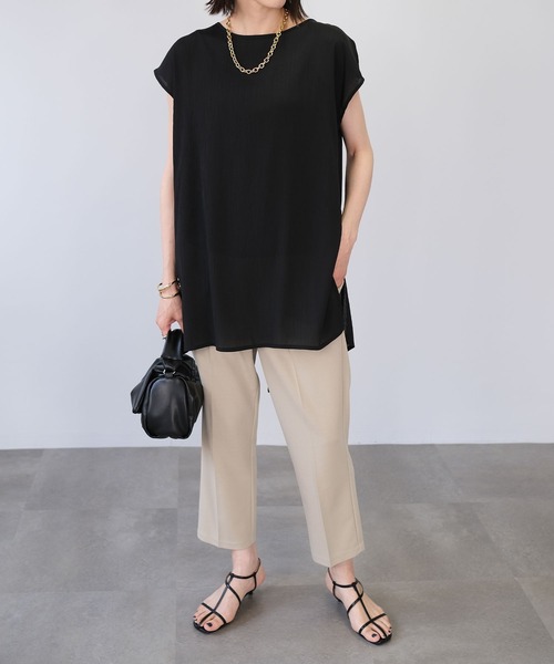 ＡＮＤＪ（アンドジェイ）の「2WAY楊柳シフォントップス＆リブキャミソール2枚セット（Tシャツ/カットソー・レディース・グリーン系その他/ブラック/ベージュ系その他/パープル・M）」の21枚目の写真