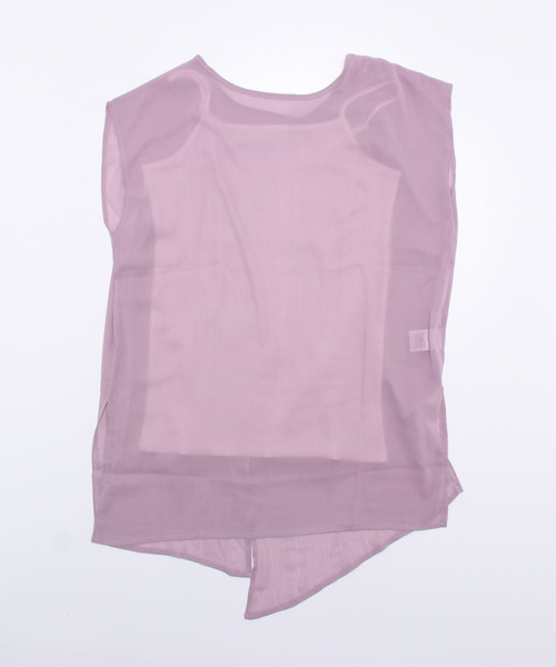 ＡＮＤＪ（アンドジェイ）の「2WAY楊柳シフォントップス＆リブキャミソール2枚セット（Tシャツ/カットソー・レディース・グリーン系その他/ブラック/ベージュ系その他/パープル・M）」の11枚目の写真
