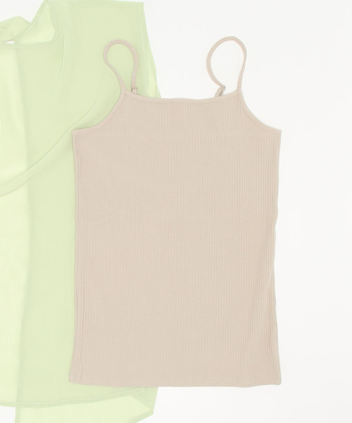 ＡＮＤＪ（アンドジェイ）の「2WAY楊柳シフォントップス＆リブキャミソール2枚セット（Tシャツ/カットソー・レディース・グリーン系その他/ブラック/ベージュ系その他/パープル・M）」の15枚目の写真
