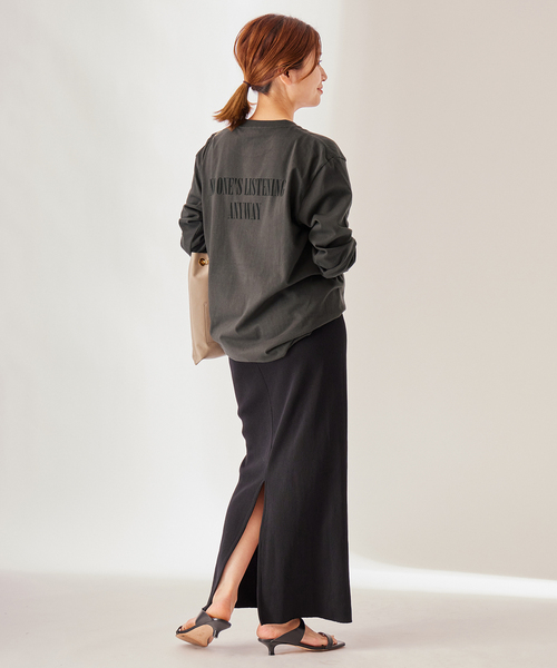 JOURNAL STANDARD(ジャーナルスタンダード)の「ロゴロングTシャツ(Tシャツ/カットソー・レディース・ホワイト/ブラック系その他/ホワイト系その他2/ブラック系その他2・FREE)」の5枚目の写真