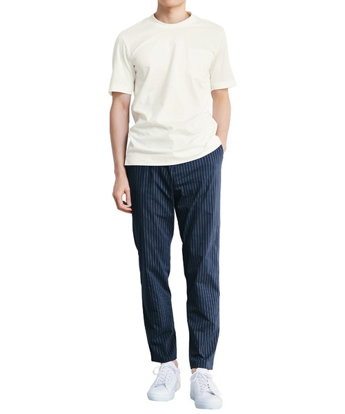 ｉｅｄｉｔ ｕｖカット 吸汗速乾 接触冷感がうれしい エアノビライト涼やかメンズテーパードパンツ ネイビー その他パンツ Iedit イディット のファッション通販 Zozotown