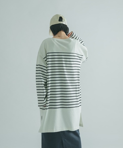 FORK&SPOON(フォークアンドスプーン)の「FORK&SPOON 切替ボーダーワンピース(チュニック・レディース・ブラック系その他/ブルー系その他・1)」の8枚目の写真