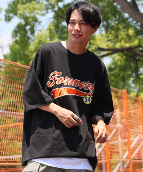 Bling Leads（ブリングリーズ）の「【Bling leads】ワッペンオーバーサイズTシャツ（Tシャツ/カットソー・メンズ・ホワイト系2/グレイッシュブルー/ダークグリーン/ブルー系1/ホワイト系1/ブルー系2/スミクロ・LARGE/MEDIUM）」の8枚目の写真