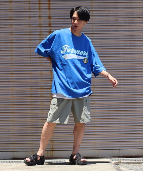 Bling Leads（ブリングリーズ）の「【Bling leads】ワッペンオーバーサイズTシャツ（Tシャツ/カットソー・メンズ・ホワイト系2/グレイッシュブルー/ダークグリーン/ブルー系1/ホワイト系1/ブルー系2/スミクロ・LARGE/MEDIUM）」の21枚目の写真