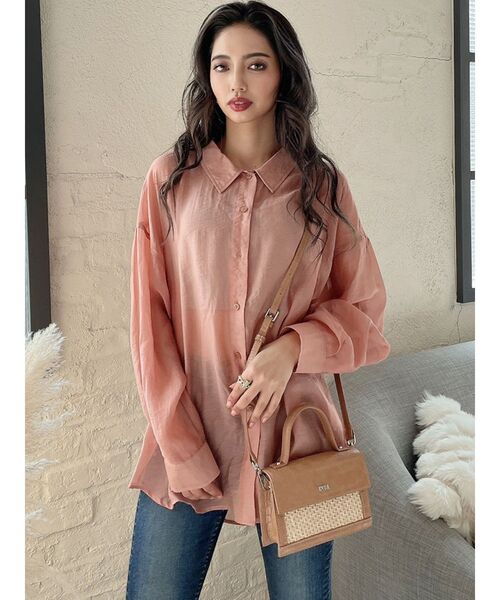 GYDA（ジェイダ）の「SHEAR シャツ（シャツ/ブラウス・レディース・オフホワイト/ブラック/シャーベット・FREE）」の3枚目の写真