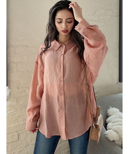 GYDA（ジェイダ）の「SHEAR シャツ（シャツ/ブラウス・レディース・オフホワイト/ブラック/シャーベット・FREE）」の21枚目の写真