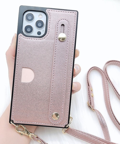 セール】ストラップベルト カードホルダー付iPhoneケース カバー