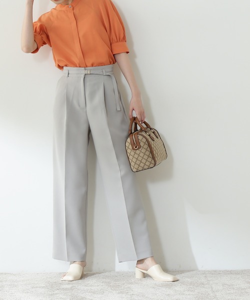 N.(N. Natural Beauty Basic)(エヌエヌナチュラルビューティーベーシック)の「【S Size Line】◆TRベルト付ワイドパンツ(その他パンツ・レディース・グレー/レッド/モカ・SMALL/MEDIUM)」の1枚目の写真