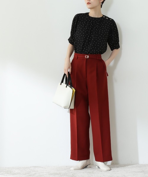 N.(N. Natural Beauty Basic)(エヌエヌナチュラルビューティーベーシック)の「【S Size Line】◆TRベルト付ワイドパンツ(その他パンツ・レディース・グレー/レッド/モカ・SMALL/MEDIUM)」の3枚目の写真