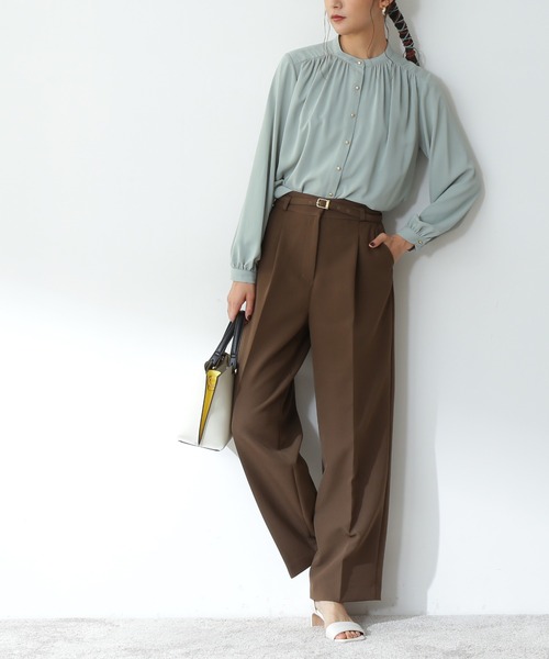 N.(N. Natural Beauty Basic)(エヌエヌナチュラルビューティーベーシック)の「【S Size Line】◆TRベルト付ワイドパンツ(その他パンツ・レディース・グレー/レッド/モカ・SMALL/MEDIUM)」の2枚目の写真