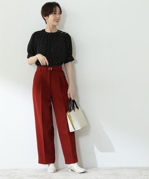 N.(N. Natural Beauty Basic)(エヌエヌナチュラルビューティーベーシック)の「【S Size Line】◆TRベルト付ワイドパンツ(その他パンツ・レディース・グレー/レッド/モカ・SMALL/MEDIUM)」の7枚目の写真