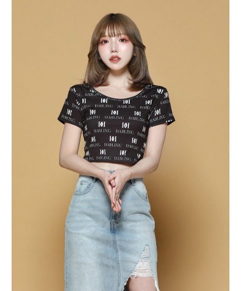 Darich（ダーリッチ）の「DARLINGパターンTシャツ（Tシャツ/カットソー・レディース・ホワイト/ピンク/ブラック・FREE）」の3枚目の写真