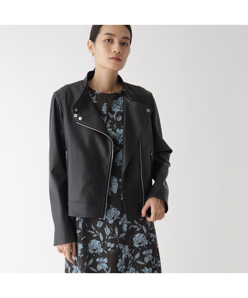 OPAQUE.CLIP（オペークドットクリップ）の「◆シンセティックレザー ライダースジャケット（ライダースジャケット・レディース・ブラック・40/38/42/36/34）」の6枚目の写真
