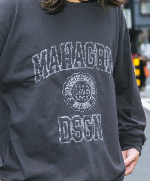 【mahagrid】22FW★ STITCH COLLEGE LOGO LS TEE STITCH COLLEGE LOGO LS TEE[BLUE] - MAHAGRID