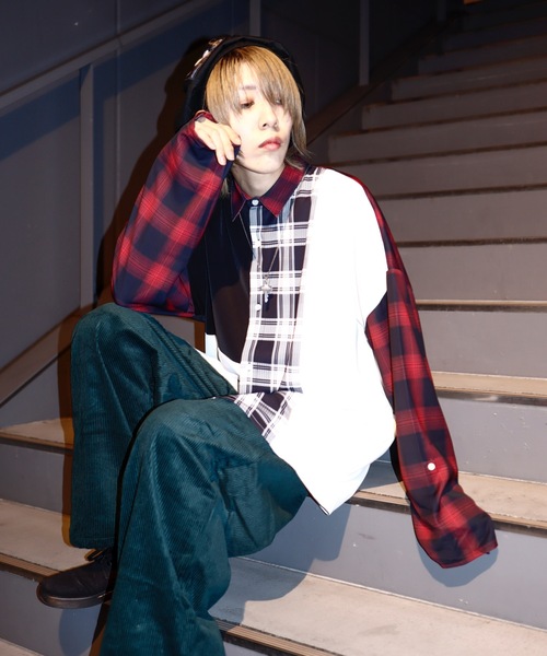 AFYF（エーエフワイエフ）の「AFYFQUAD BIG SHIRT/ビッグシルエット クワッド ビッグシャツ（シャツ/ブラウス・メンズ・ホワイト/ブラック/レッド・FREE）」の3枚目の写真