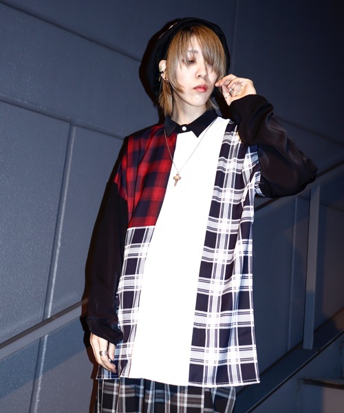 AFYF（エーエフワイエフ）の「AFYFQUAD BIG SHIRT/ビッグシルエット クワッド ビッグシャツ（シャツ/ブラウス・メンズ・ホワイト/ブラック/レッド・FREE）」の2枚目の写真