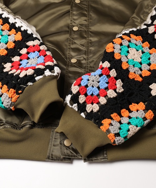 DISCOVERED（ディスカバード）の「CROCHET SLEEVE MA-1（MA-1・メンズ・ブラック/カーキ/ブラック×ホワイト・1/3）」の9枚目の写真