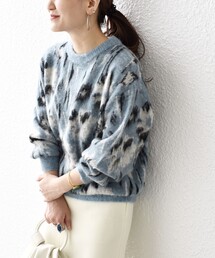 *〈手洗い可能〉シャギージャカードクルーネック◇