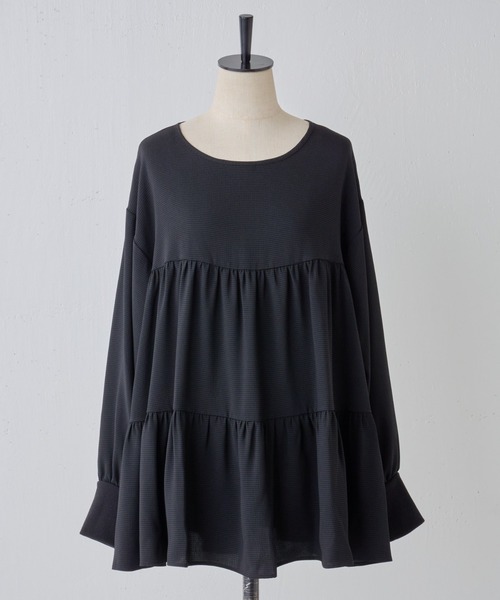 BEARDSLEY(ビアズリー)の「袖口リブ ティアードブラウス:すぐにお届け!(シャツ/ブラウス・レディース・ブラック/グリーン・FREE)」の18枚目の写真