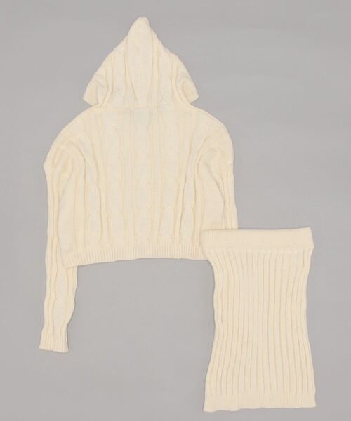 Jasmine Grandiflorum（ジャスミングランディフローラム）の「【Jasmine】ニットパーカートップス＆ニットミニスカートセットアップ (AW) (LV)（ワンピース・レディース・ベージュ/ホワイト/ブラック/グレー/ピンク/モカ/ダークブルー・FREE）」の8枚目の写真