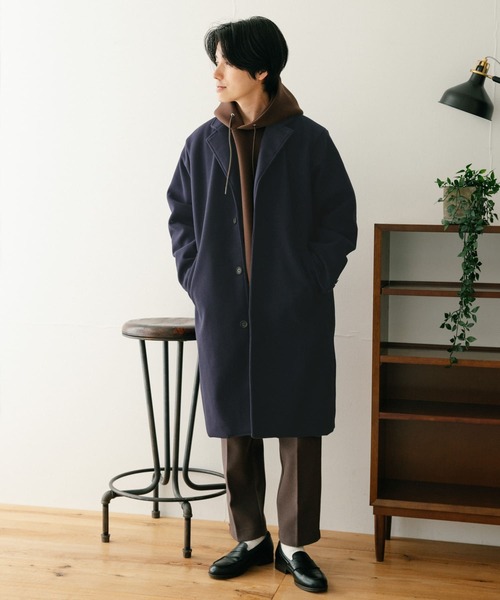 ITEMS URBANRESEARCH（アイテムズ アーバンリサーチ）の「ウールライクメルトン チェスターコート（チェスターコート・メンズ・チャコールグレー/ブラック/ネイビー・MEDIUM/LARGE）」の11枚目の写真