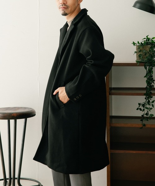 ITEMS URBANRESEARCH（アイテムズ アーバンリサーチ）の「ウールライクメルトン チェスターコート（チェスターコート・メンズ・チャコールグレー/ブラック/ネイビー・MEDIUM/LARGE）」の8枚目の写真