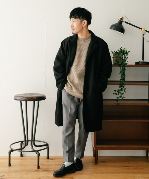 ITEMS URBANRESEARCH（アイテムズ アーバンリサーチ）の「ウールライクメルトン チェスターコート（チェスターコート・メンズ・チャコールグレー/ブラック/ネイビー・MEDIUM/LARGE）」の5枚目の写真