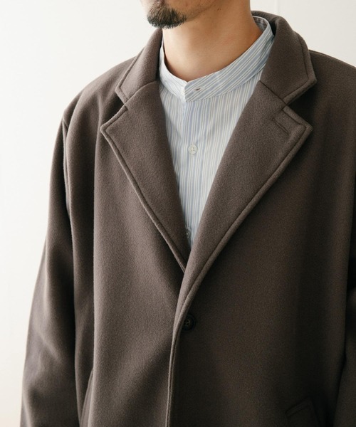 ITEMS URBANRESEARCH（アイテムズ アーバンリサーチ）の「ウールライクメルトン チェスターコート（チェスターコート・メンズ・チャコールグレー/ブラック/ネイビー・MEDIUM/LARGE）」の10枚目の写真