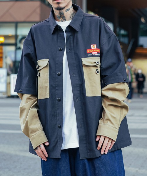 NineMicrophones(ナインマイクロフォンズ)の「ENVELOPE MILITARY SHIRT(シャツ/ブラウス・メンズ・ブラック/カーキ・LARGE/X-LARGE/MEDIUM)」の2枚目の写真
