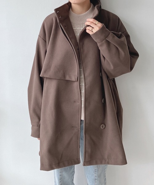 AS KNOW AS plus(アズノゥアズプラス)の「♪Aラインフェイクウール スタンドカラー ミリタリーコート(その他アウター・レディース・ブラック/グリーン/ブラウン/アイボリー・FREE)」の12枚目の写真