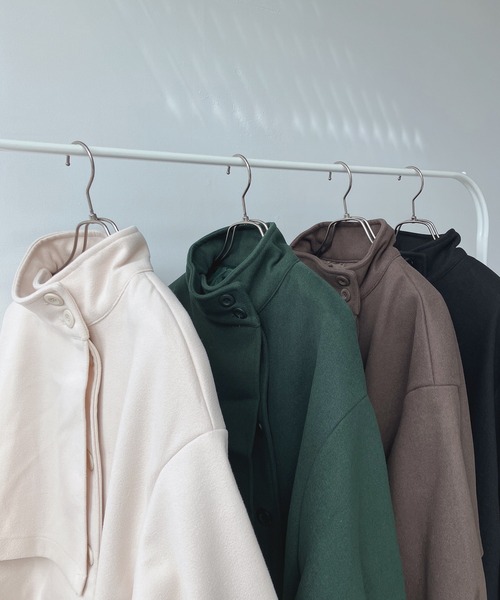 AS KNOW AS plus(アズノゥアズプラス)の「♪Aラインフェイクウール スタンドカラー ミリタリーコート(その他アウター・レディース・ブラック/グリーン/ブラウン/アイボリー・FREE)」の13枚目の写真