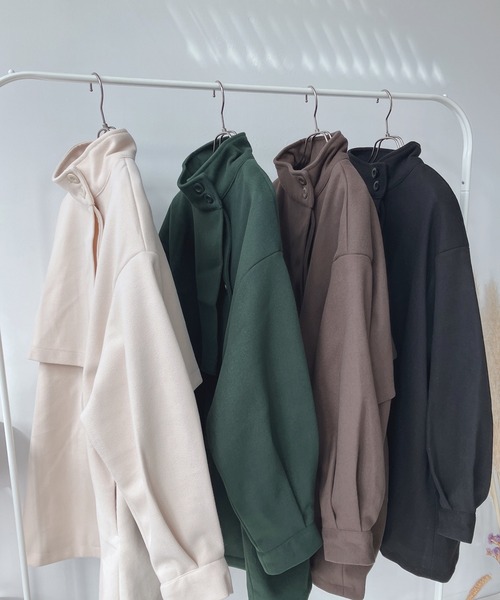 AS KNOW AS plus(アズノゥアズプラス)の「♪Aラインフェイクウール スタンドカラー ミリタリーコート(その他アウター・レディース・ブラック/グリーン/ブラウン/アイボリー・FREE)」の6枚目の写真