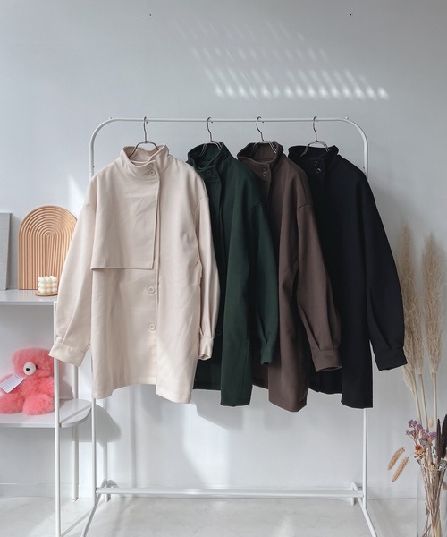 AS KNOW AS plus(アズノゥアズプラス)の「♪Aラインフェイクウール スタンドカラー ミリタリーコート(その他アウター・レディース・ブラック/グリーン/ブラウン/アイボリー・FREE)」の15枚目の写真