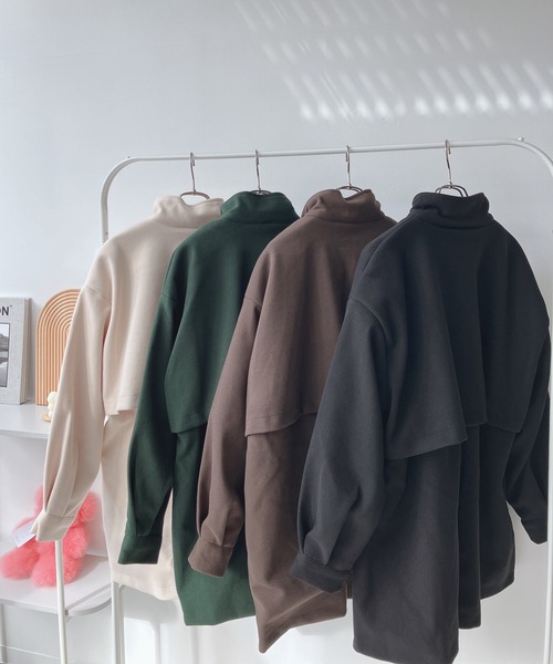 AS KNOW AS plus(アズノゥアズプラス)の「♪Aラインフェイクウール スタンドカラー ミリタリーコート(その他アウター・レディース・ブラック/グリーン/ブラウン/アイボリー・FREE)」の21枚目の写真