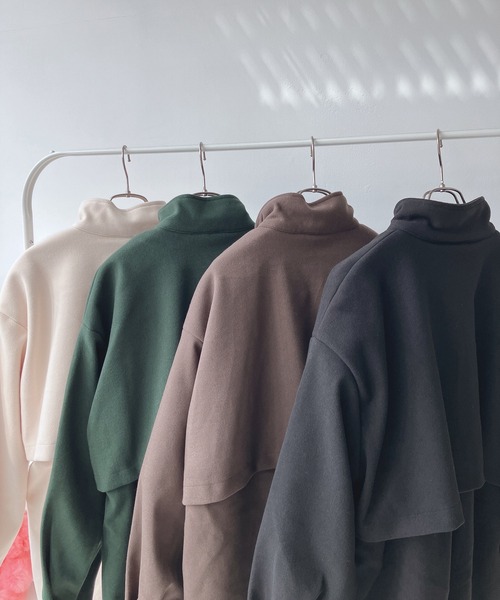 AS KNOW AS plus(アズノゥアズプラス)の「♪Aラインフェイクウール スタンドカラー ミリタリーコート(その他アウター・レディース・ブラック/グリーン/ブラウン/アイボリー・FREE)」の11枚目の写真