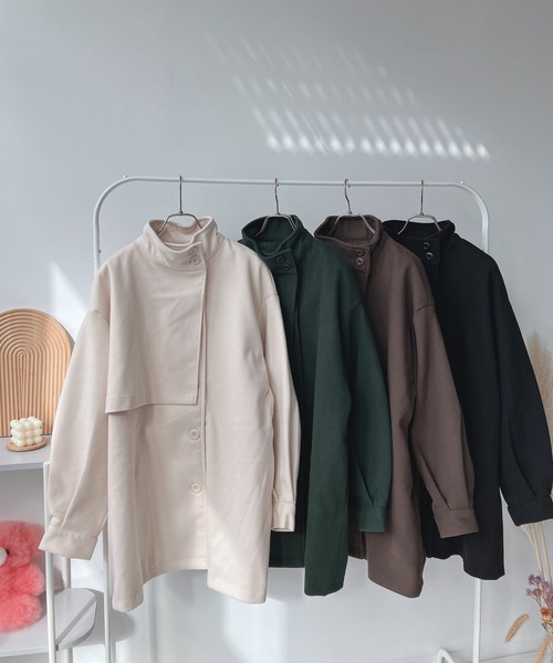 AS KNOW AS plus(アズノゥアズプラス)の「♪Aラインフェイクウール スタンドカラー ミリタリーコート(その他アウター・レディース・ブラック/グリーン/ブラウン/アイボリー・FREE)」の18枚目の写真