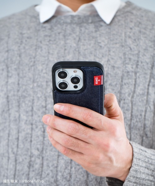 EDWIN（エドウィン）の「iPhone14 iPhone14Pro iPhone13 背面デニムケース エドウィン スマホケース [タグデニム]（スマホケース/カバー・メンズ・インディゴブルー/ブラック・O/N）」の12枚目の写真