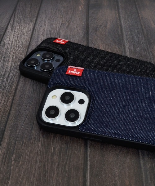 EDWIN（エドウィン）の「iPhone14 iPhone14Pro iPhone13 背面デニムケース エドウィン スマホケース [タグデニム]（スマホケース/カバー・メンズ・インディゴブルー/ブラック・O/N）」の6枚目の写真