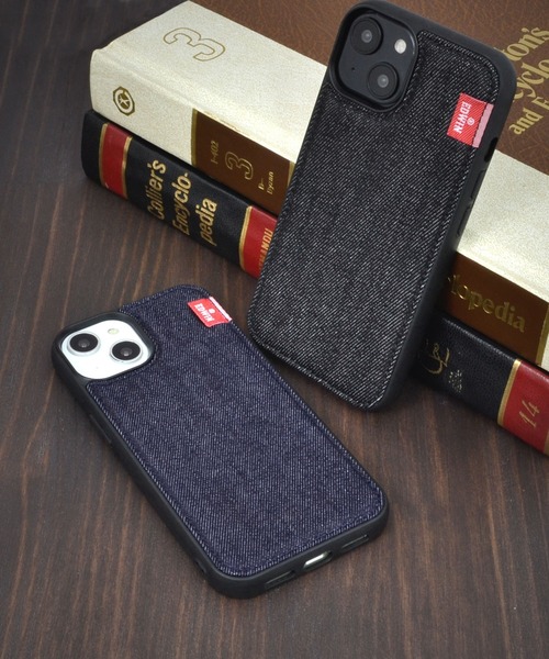 EDWIN（エドウィン）の「iPhone14 iPhone14Pro iPhone13 背面デニムケース エドウィン スマホケース [タグデニム]（スマホケース/カバー・メンズ・インディゴブルー/ブラック・O/N）」の4枚目の写真